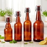 Bouteilles en verre ambré vides avec bouchon basculant, 500 ml/1000 ml, étanches et sans BPA, pour bière et jus – Vente en gros