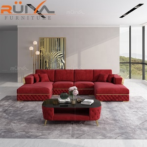 Wholesaler Furniture Factory <strong>Red</strong> <strong>Corner</strong> <strong>Sofa</strong> Double Chaise Lounge Luxury Velvet <strong>Corner</strong> <strong>Sofa</strong> - Product Image 2