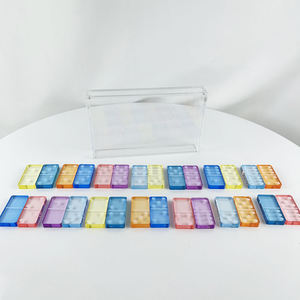 <span class=keywords><strong>Domino</strong></span> en acrylique personnalisé avec boîte de rangement en acrylique transparent Double Six dominos Décoration intérieure 28 pièces Lucite Mini Dominos Set - Product Image 3