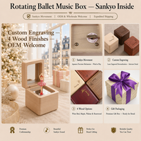 Boîte à musique rotative en bois d'érable avec mouvement Sankyo, couvercle miroir, manivelle manuelle, 18 secondes de son, idéale pour demande en mariage romantique