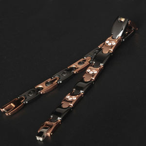 Bracelet en pierre d'énergie thérapeutique quantique céramique, ions négatifs, plaqué or - Product Image 5