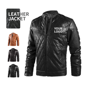 Wholesale High Quality Winter Black Biker OEM Custom Motorcycle Dyed Stand Collar Windproof Faux Pu <b>Leather</b> <b>Jacket</b> for <b>Men</b> - Product Image 1