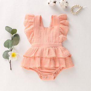 2024 estivo di alta qualità imbracature per bambini senza maniche in cotone traspirante cingolato per bambini 6-12 mesi <span class=keywords><strong>tuta</strong></span> da <span class=keywords><strong>bambina</strong></span> - Product Image 2
