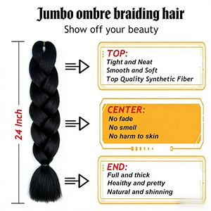 Extensions de cheveux synthétiques Yaki Jumbo Braids de 48 pouces, 100g, en fibre haute température, douces et durables pour usage quotidien - Vente en gros - Product Image 5