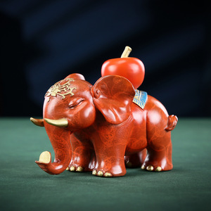 Copper World <b>Elephant</b> Figurine Red Handmade Auspicious <b>Decor</b> Office Desk Gift - Product Image 3