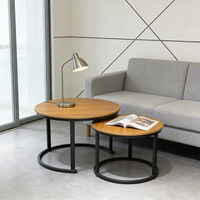 Table basse ronde moderne en MDF pour salon, entrée, villa et hôtel – Design unique avec piètement métallique