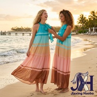 Robe d'été pastel à bretelles |   Robe de créateur de mode pour l'été et la plage |   Robes longues en mousseline de soie à coupe évasée pour femmes, vente en gros