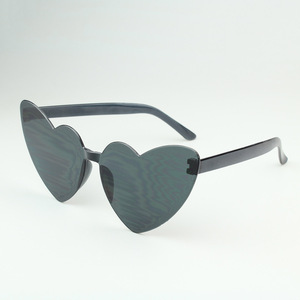 2024 Promotion Custom Logo Oversized <b>Sunglasses</b> Heart Shaped Blue Black Plastic Rim Transparent Candy Frameless <b>White</b> Green Red - Product Image 5