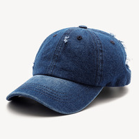 Jean vaquero lavado de calidad vintage, sombrero de papá desestructurado para mujer, Gorra lisa en blanco de 6 paneles