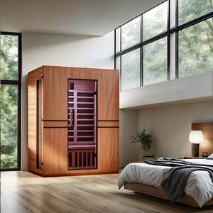ห้องซาวน่าอินฟราเรดไฟฟ้าทันสมัยสำหรับ 3 คน ยี่ห้อ Hongyuan ใช้ในบ้านพักตากอากาศ ผลิตจากไม้ Okoume และ Hemlock พร้อมบลูทูธและ EMF ต่ำ - Product Image 5