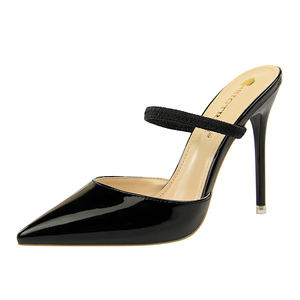 86-7 alla moda semplice tacco sottile con in pelle di alta brevetto bocca poco profonda e testa a punta sexy e sottile con pantofole della signora di - Product Image 4