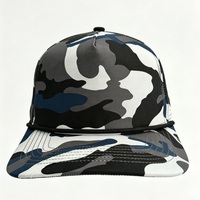 Casquette de camionneur personnalisée en camouflage perforé respirant, bleu gris, casquette de baseball à visière plate, chapeau de soleil pour l'extérieur