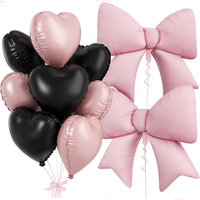 Nouvel ensemble de ballons en aluminium en forme de nœud papillon et de cœur, remplis d'hélium, pour anniversaire, fête des mères, mariage, décoration flottante