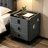 Table de chevet intelligente contemporaine équipée d'un éclairage LED, d'un verrouillage par mot de passe, d'un chargeur USB et d'un haut-parleur Bluetooth pour la maison, l'hôtel, la vente en gros