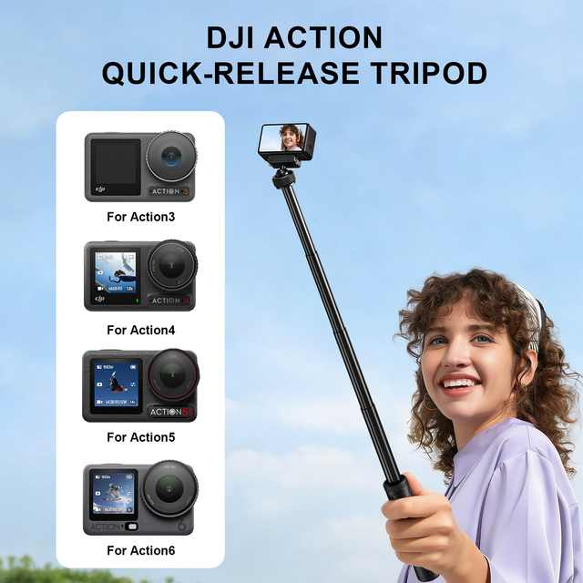 OSMO Action Camera Accessories Retractable Selfie Stick Monopod Magnetic Quick Release 2-in-1 Desk Tripod Carbon Fiber Aluminium