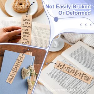 Wooden Mother's Day <b>Bookmark</b> Laser Engraved Classic Cartoon Design For Book Lovers Gift - Product Image 1