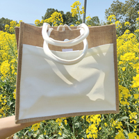 2025 nouveau YCH zéro déchet conception personnalisée grand sac fourre-tout en toile de jute avec poignées en coton doux pour les voyages