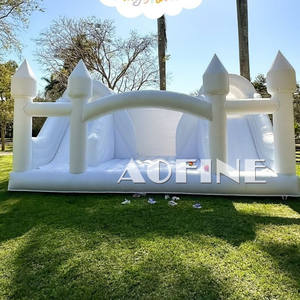 Château gonflable commercial de grande taille, blanc, pour mariage, avec deux toboggans pour enfants, modèle AOFINE Afc300, capacité de 10 personnes, 2 - Product Image 2