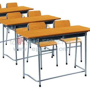 Schoolmeubilair Houten Dubbel Bureau En Stoel Voor Student School Set Studie Stoel Everpretty