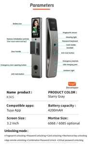 กุญแจล็อคประตูอัจฉริยะ WiFi Tuya พร้อมระบบจดจำใบหน้า <span class=keywords><strong>สำหรับ</strong></span>ที่อยู่อาศัย รองรับหลาย<span class=keywords><strong>ภาษา</strong></span> ระบบเข้าถึงที่<span class=keywords><strong>ป</strong></span>ลอดภัย รุ่น 6085 - Product Image 6