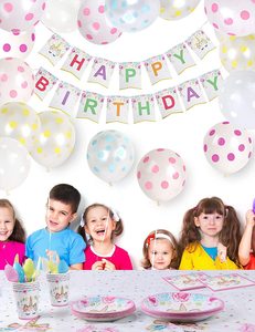 164PCS <strong>Unicorn</strong> <strong>Party</strong> <strong>Supplies</strong> Serve 16 Happy Birthday Banner Backdrop Balloons Hats Plates Table Cloth X0321 - Product Image 3