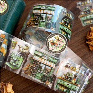 Manuel de la série Cozy Coffee Corner, matériel DIY, 1 rouleau de stickers de collage de base imperméables à l'eau activés par l'eau, en PET, pour aquascape - Product Image 1