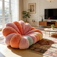 Grand fauteuil rembourré géant multicolore confortable et luxueux, fauteuil inclinable individuel d'intérieur, design soleil, pouf ottoman, lit pour jeux vidéo
