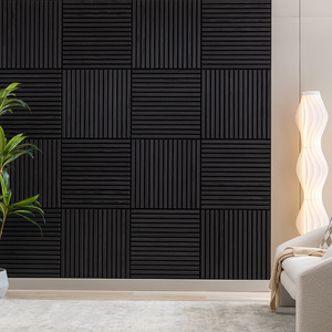 Parete interna pannello acustico <span class=keywords><strong>legno</strong></span> MDF <span class=keywords><strong>doghe</strong></span> con impiallacciatura per animali domestici rovere nero 60x60 <span class=keywords><strong>cm</strong></span> - Product Image 6