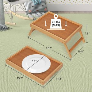 Table de petit-déjeuner pliante en bois d'acacia pour canapé-<span class=keywords><strong>lit</strong></span> utilisé comme support d'ordinateur portable et surface de salle à manger - Product Image 2