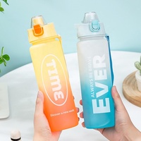 1L étudiant espace arc-en-ciel sport bouteille d'eau en plastique Viral extérieur Portable givré dégradé couleur tasse avec paille