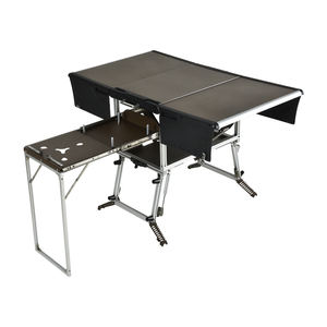 2025 nouveau Style <span class=keywords><strong>Camping</strong></span> cuisine mobile Table de pique-nique pliante avec cuisinière à gaz et <span class=keywords><strong>vaisselle</strong></span> ensemble d'ustensiles de cuisine - Product Image 3