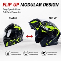Casques de moto YM Flip Up, accessoires intelligents personnalisés unisexes à double visière de style allemand avec lumières LED