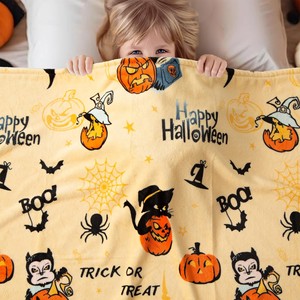 Vente Flash : Plaid Polaire 100% Polyester à Motif de Personnage de Dessin Animé Joyeux, <span class=keywords><strong>Utilisation</strong></span> Toutes Saisons, Cadeau d'Halloween pour Enfants, Tissé et Portable - Product Image 4
