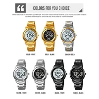 Jam Tangan Digital Pria SKMEI Mewah Warna Emas Bentuk Bulat Tali Baja Anti Karat Stopwatch Alarm Penghitung Waktu Mundur Hari untuk Bisnis Kasual 2425