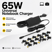 Chargeur universel pour ordinateur portable 65W avec 16 embouts pour Dell HP Asus Acer Samsung Toshiba Lenovo IBM Sony Notebook Ultrabook Chromebook