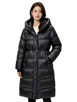 Doudoune longue réversible à capuche en tricot épais imperméable de haute qualité, coupe-vent avec logo, pour femme, chaude et douce, idéale pour l'hiver et le marché.
