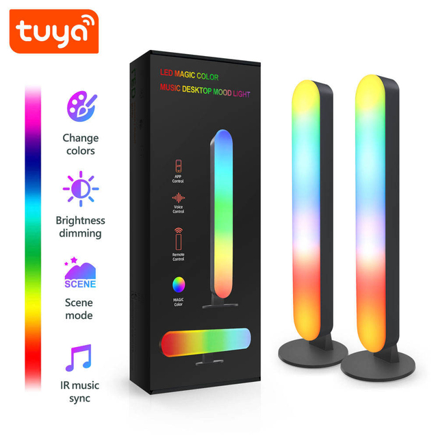 Tuya Smart WiFi  RGBIC LED Light Bar Music Sync Ambient Double Light Work with Alexa Google Home Backlight PST-FWWSA2