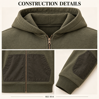 Blouson d'hiver zippé pour homme, style utilitaire, avec poches contrastantes et coudières renforcées, idéal pour le travail et le quotidien