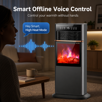 Chauffage portable autonome avec atomisation 3D, ventilateur de cheminée à flammes simulées, humidification à vapeur, commande vocale et télécommande