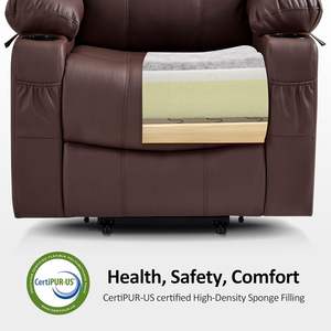 MCombo Hellbraun Mittel Kunstleder Elektrischer Power Lift Recliner <span class=keywords><strong>Massage</strong></span> stuhl Musikalische Funktion 3 Positionen <span class=keywords><strong>2</strong></span> Seiten taschen - Product Image 5