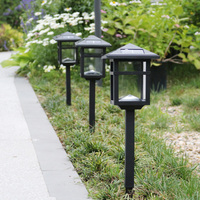 Luces Decorativas Solares LED Modernas para Jardín, IP44 Impermeables, Plástico Negro, 3000K Blanco Cálido, Haz de Luz de 360°, para Exteriores