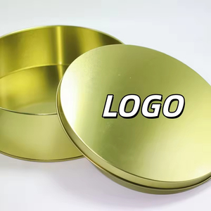 Caja de hojalata para pasteles y galletas de 19.8*6.4 cm, contenedor de 8 pulgadas, latas de hojalata para alimentos, redondas, metálicas, doradas, con tapa de corona, acabado mate, 45 unidades. - Product Image 1