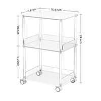 Chariot de rangement roulant en acrylique avec roulettes, chariot utilitaire mobile transparent pour salle de bain, cuisine, salon, maison