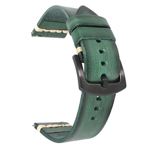 Cinturino in Vera Pelle di Vacchetta Vintage Rosso-Marrone 18mm 20mm 22mm 24mm con Sgancio Rapido per Smartwatch Apple e <span class=keywords><strong>Samsung</strong></span> - Product Image 3