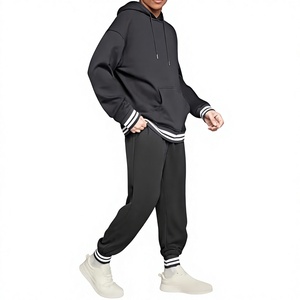 Men's Solid Color Blocking Digital Printed Breathable 340g Hooded Hoodie Jogger Set Casual Winter Wear Knitted Polyester - Product Image 2
