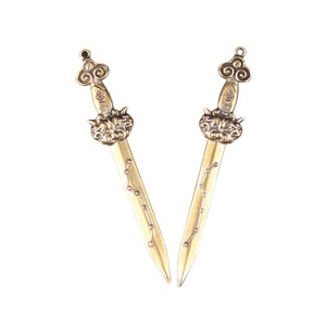 Épée à sept étoiles en laiton, 2 pièces, décoration de bureau Feng Shui, porte-clés, pendentif - Product Image 5
