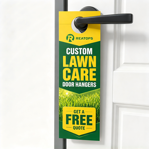 Cintres de porte personnalisés imprimés pour la promotion des services de jardinage, la publicité de services de quartier et les prospectus promotionnels en gros - Product Image 1