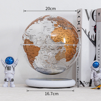 Globe magnétique lévitant en plastique de 20 cm avec lumière LED, ornement de bureau, veilleuse créative, cadeau pour la décoration de la maison et du bureau