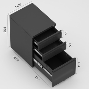 Office Storage Under Desk Mobile Pedestal Steel 3 Drawer Mobile Cabinet