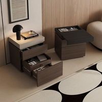 Table de Chevet Intelligente en Bois Massif, Assemblée, Multifonctionnelle avec Compartiment Caché, Table de Nuit Minimaliste avec Rangement Dissimulé et Verrou